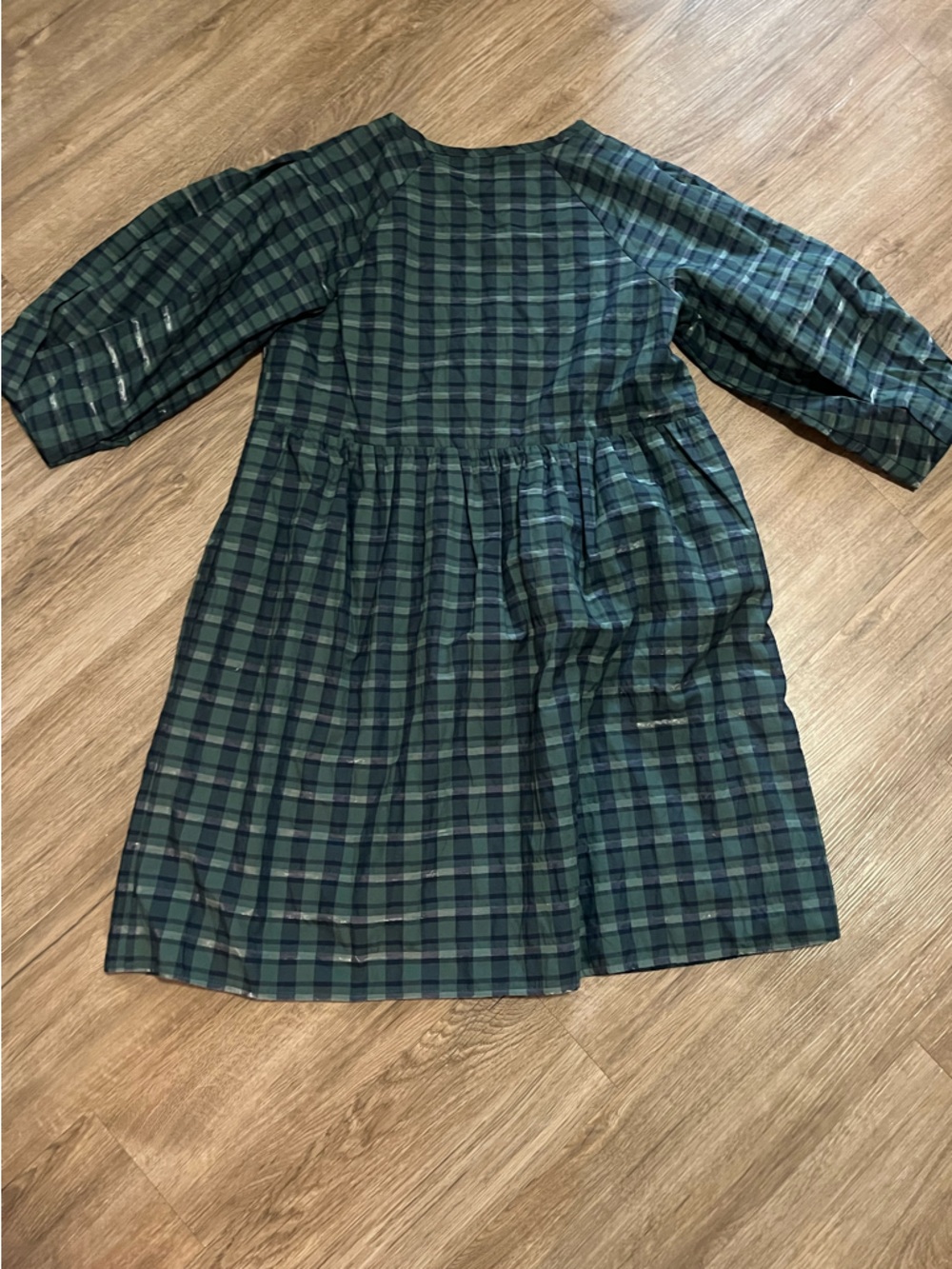 Madewell Green and Navy Plaid Wrap Dress - Picture 3 of 3